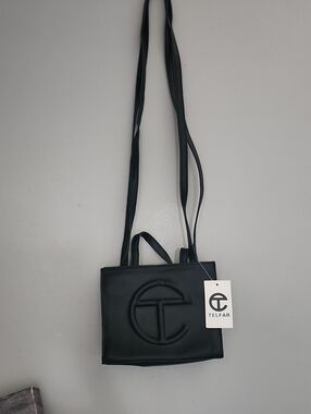Telfar Black Mini Shopping Bag with Embossed Logo
